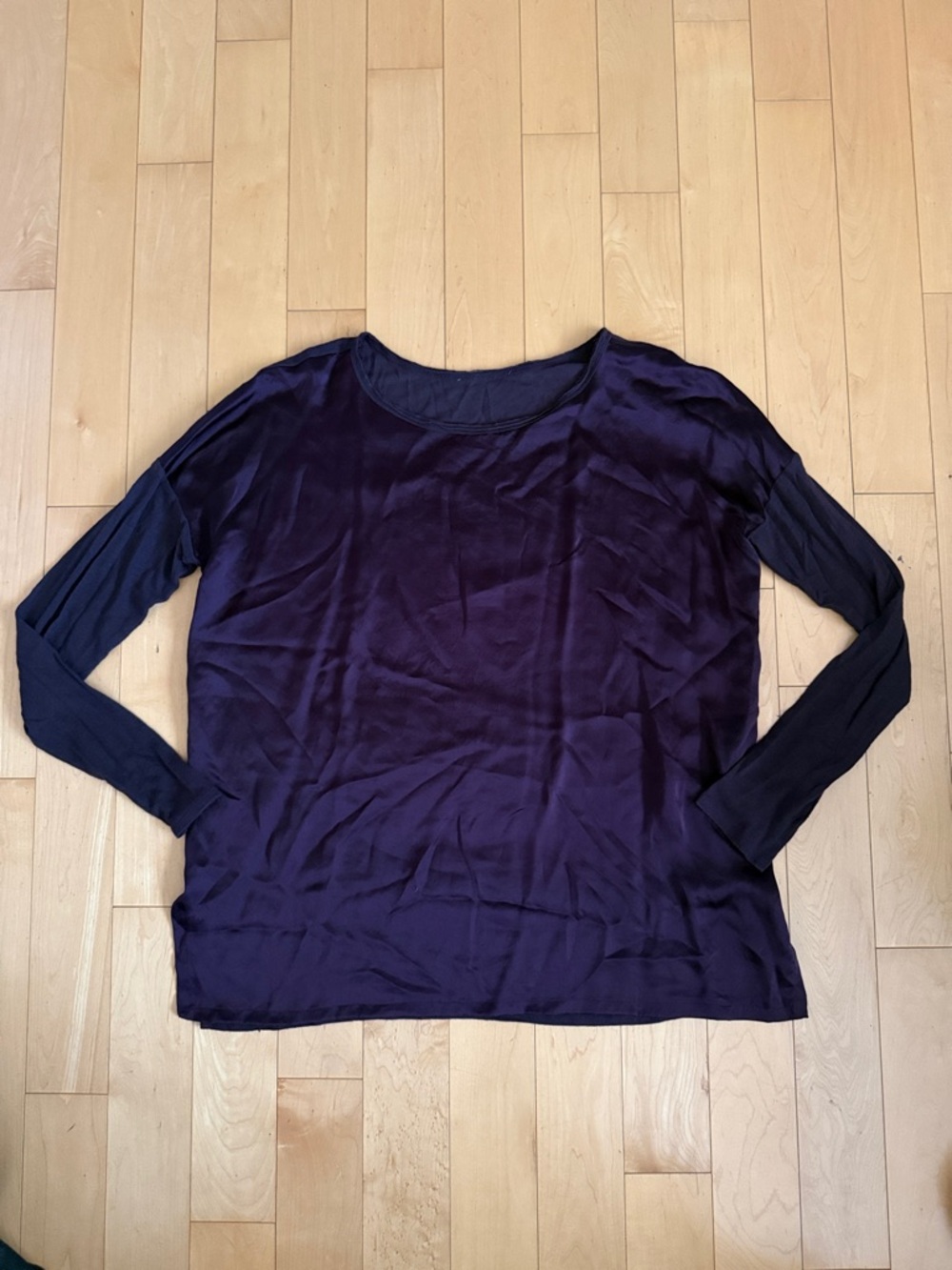Women's VINCE  Long-Sleeve Satin-Finish Top in Deep Plum